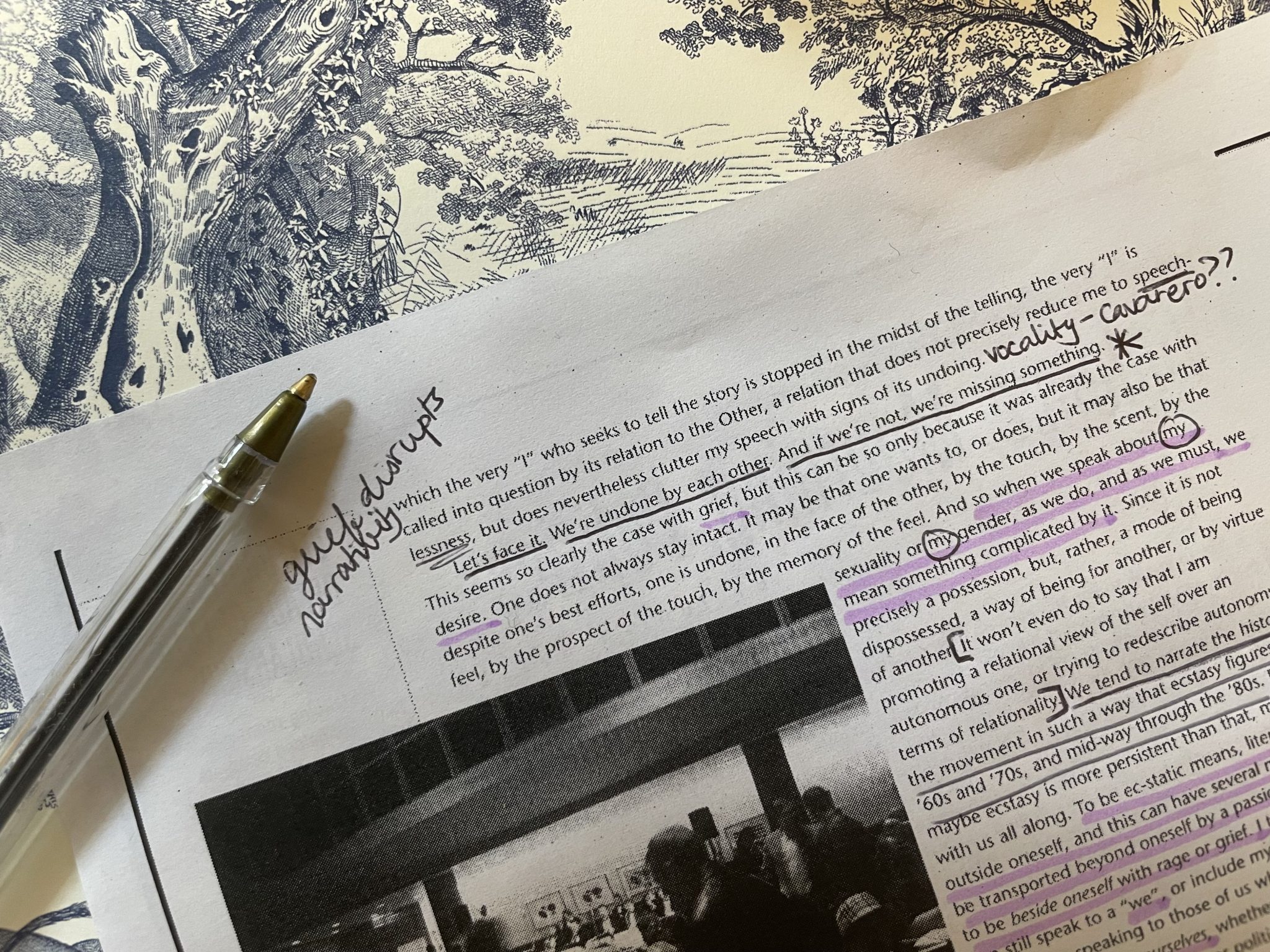 A page of text with handwritten annotations