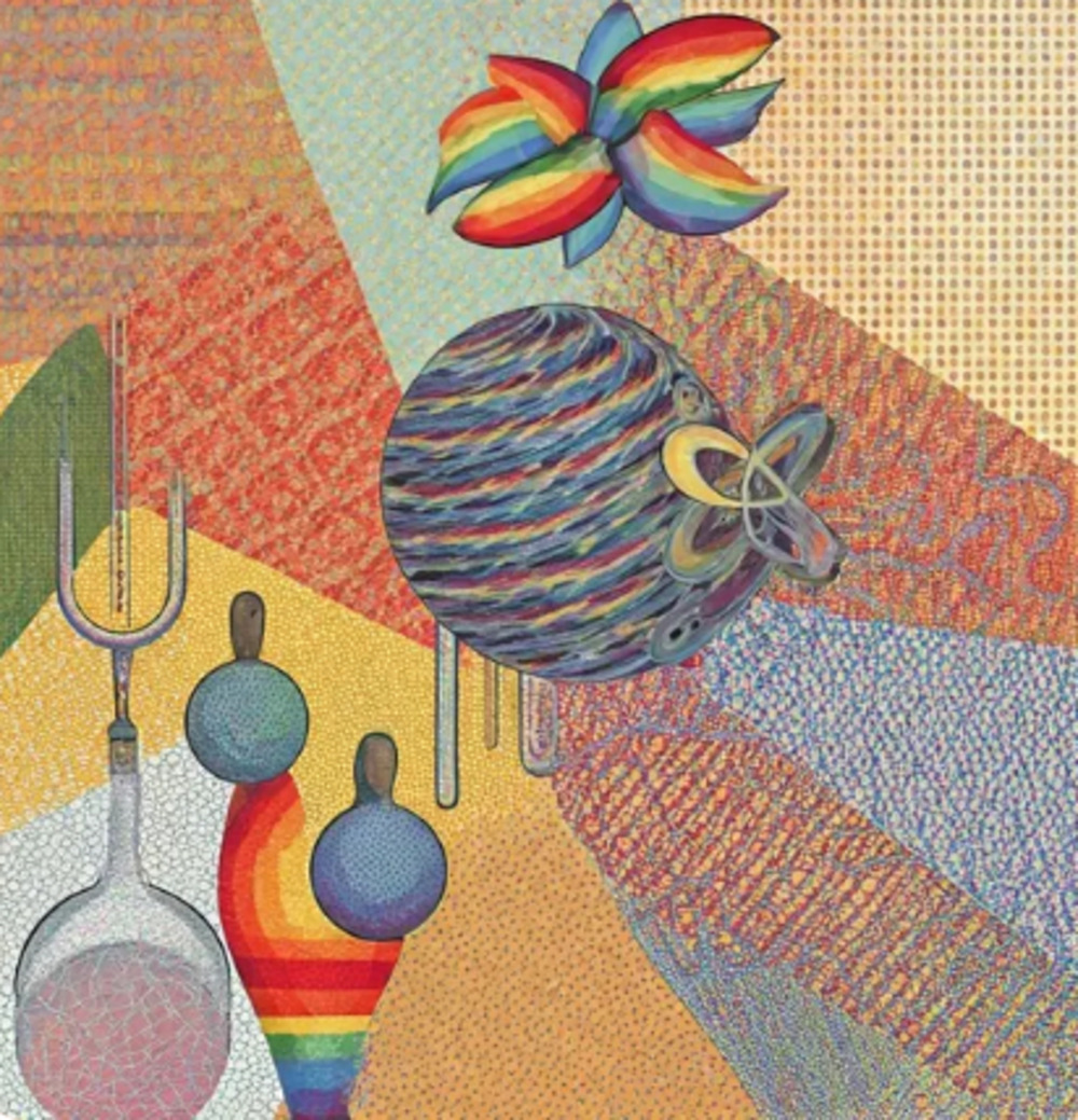 Image of rainbow-coloured scientific bench equipment