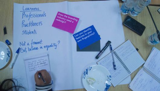 Prof Rukmini Sen and her team designing their feminist module