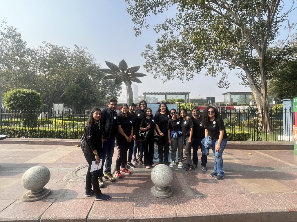 The Safetipin team (11 people) standing in a semicircle, smiling for the camera