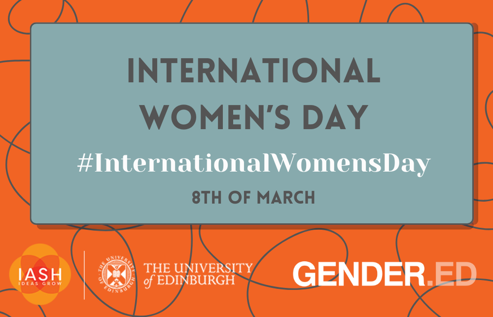 Orange and blue background with text: 'International Women's Day, Inspire Inclusion'