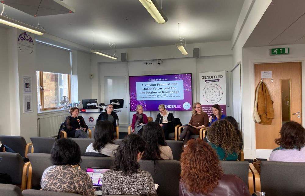 Speakers at the roundtable, held in a conference room at the Uni of Edinburgh