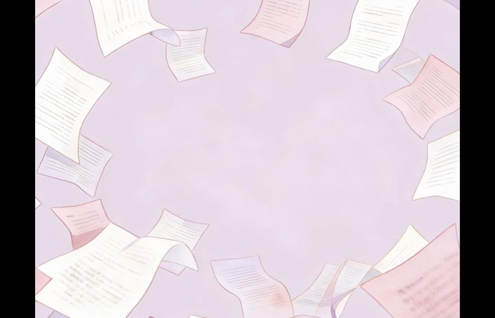 On a pink background, white pages of reports are shown exploding away from a vacuum at the centre